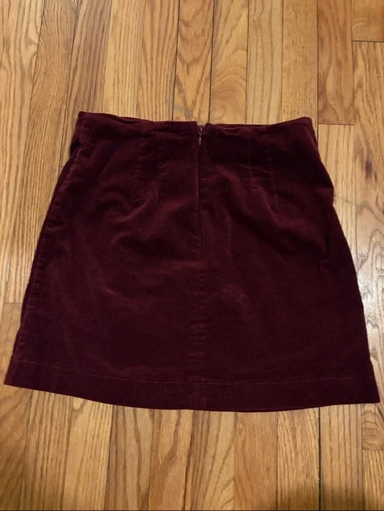 Altar'd State Burgundy Velvet Button-Front Mini Skirt - Picture 4 of 5